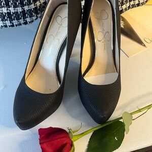 Jessica Simpson Black Textured High Heel Pumps
